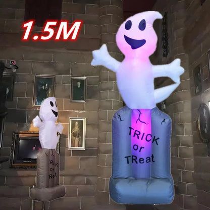 5/8FT Inflatable Halloween Decoration – Tombstone, Ghost, Pumpkin & Skull for Outdoor Haunted House, Yard, Garden, and Halloween Party Props