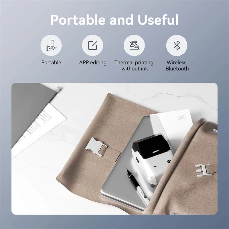 NIIMBOT B1 Portable 2-Inch Thermal Label Printer – Mini Bluetooth Adhesive Sticker Maker for Smartphone & PC
