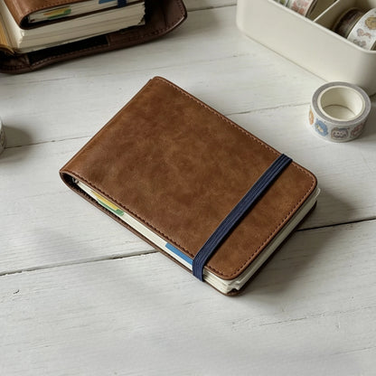 Brown 3-Hole Loose Leaf Pocket Notebook - 60-Sheet Mini Lined Journal for Notes & Stationery