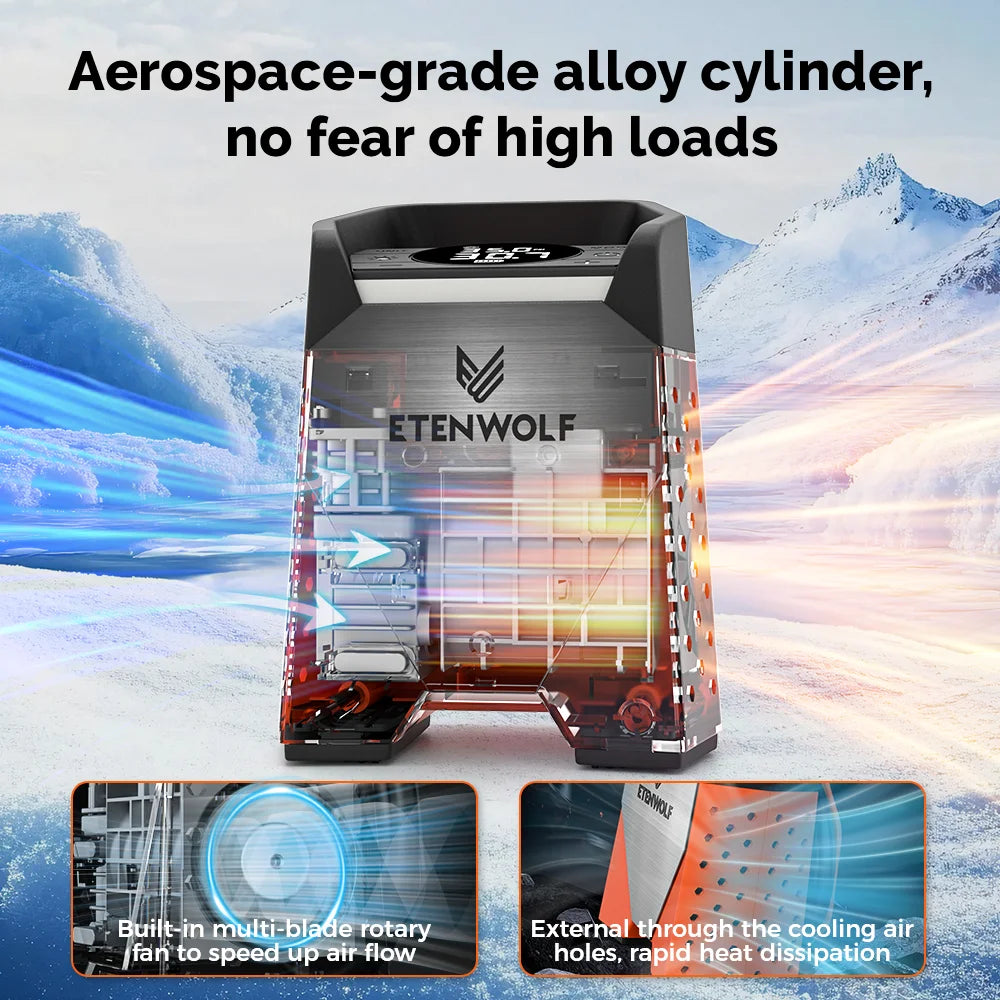 ETENWOLF ZEPHYR S3 Tire Inflator - 160 PSI Portable Air Compressor with 7800mAh Battery
