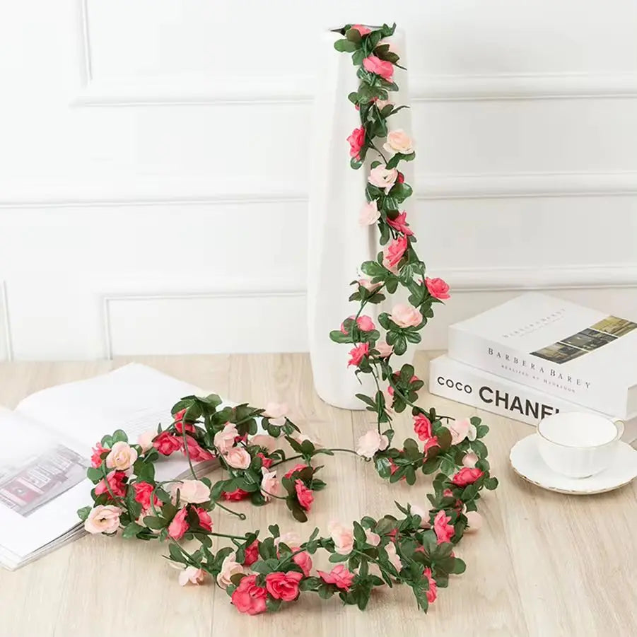 250CM Artificial Rose Flower Vine — Wedding, Home, Garden, Christmas & DIY Decoration Arch