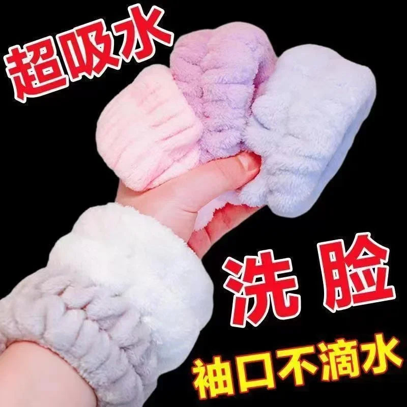 Microfiber Wrist Washband – Absorbent Wrist Sweatband Scrunchies for Women, Face Wash Towel Band, Headband Accessory