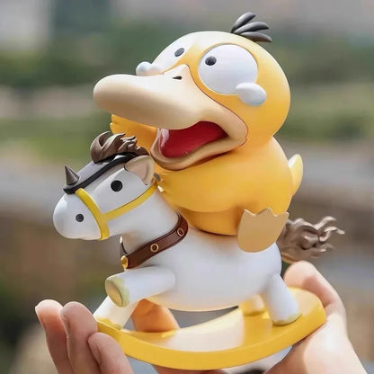 Pokemon Psyduck Rocking Horse Figure – GK Anime Desktop Decoration, Collectible Doll Statue, Holiday Gift