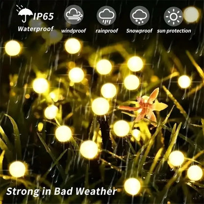 10 Lights Solar Lawn Lamp - LED Wind-Driven Firefly Ground Plug Garden Light for Ramadan & Festival Decoration