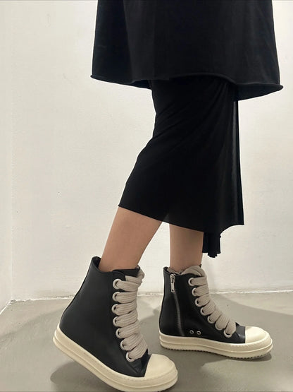 Owens 2025 Sneakers – Women & Men Casual Lace-Up Canvas High-Top Shoes with Thick Sole, Trendy Punk Style