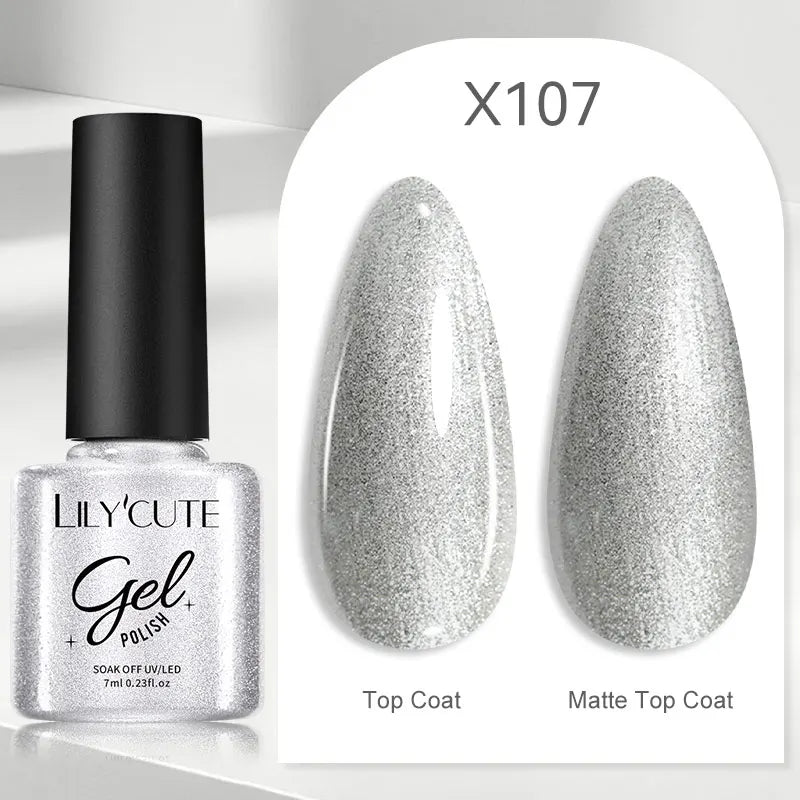 LILYCUTE 5ml Silver Metallic Liner Gel Polish – Super Bright UV Nail Art Stripe & Drawing Paint Varnish, Mirror Effect Graffiti Gel