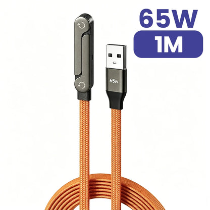 65W 2-in-1 USB-A to USB-C Cable - Fast Charging Foldable Phone Holder with Built-In Desk Stand