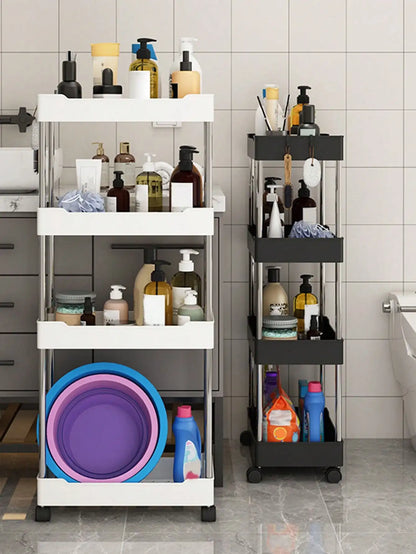 1pcs Rolling Utility Cart: 3/4 Tier Movable Storage Shelf - Slim Slide Organizer for Kitchen, Bathroom, or Living Room