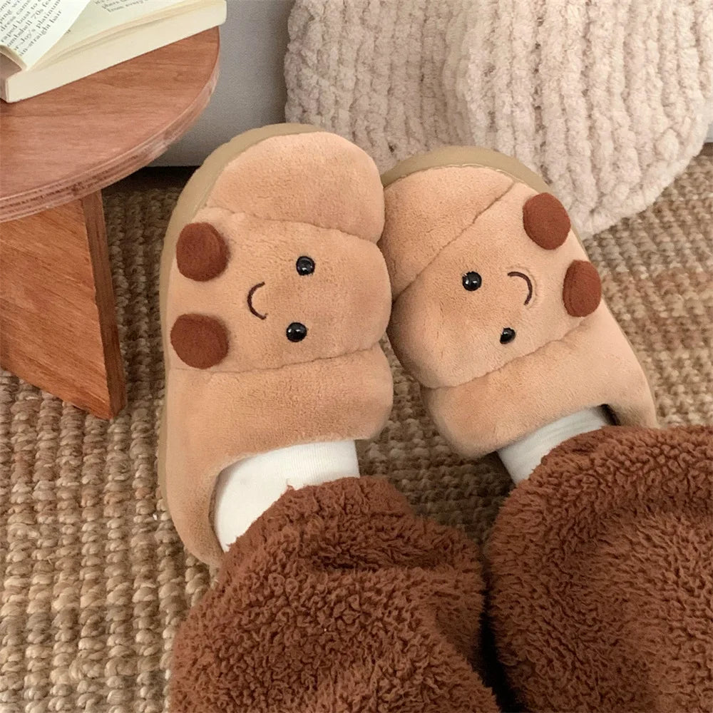 Women’s Indoor Fluffy Slippers – Cute Cartoon Faux Fur House Shoes, Warm Anti-Slip Cotton Slides for Girls