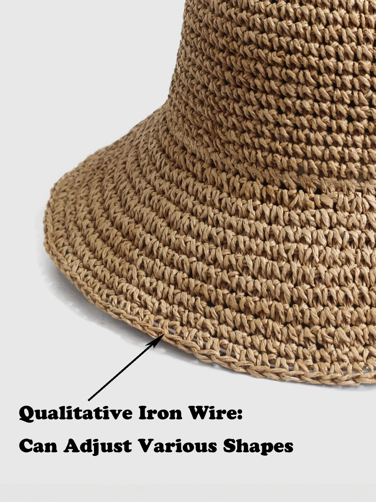 Women’s Summer Crochet Straw Bucket Hat – UV-Protect, Breathable Foldable Sunshade Cap for Beach & Outdoor Fashion