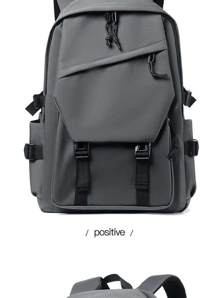 15 Inch Polyester Waterproof Men’s Backpack – Simple, Fashionable Student & Couple Computer Bag