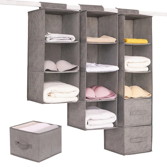 Wardrobe Hanging Storage Bag with Drawers — Collapsible Clothes Organizer and Closet Shelves
