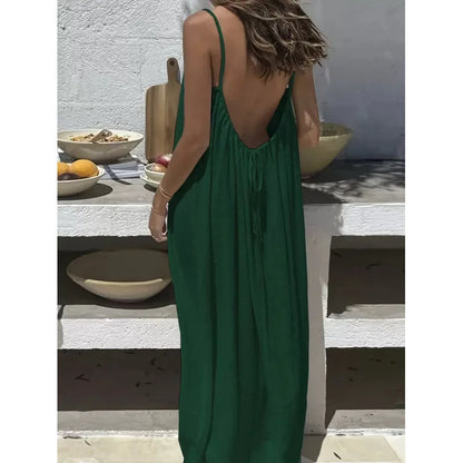 Women Strapless Backless Maxi Dress - Loose Comfortable Casual Home Sleepwear Long Dress