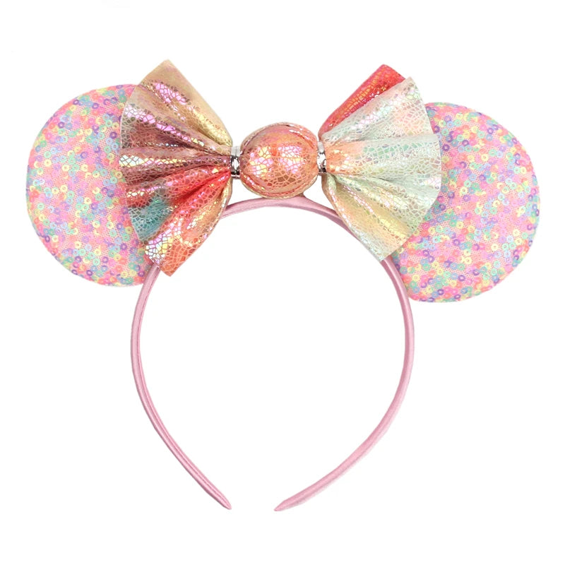 Disney Cartoon Mouse Ears Headband - Sequin Bow Hair Accessory for Girls, Birthday Parties & Cosplay
