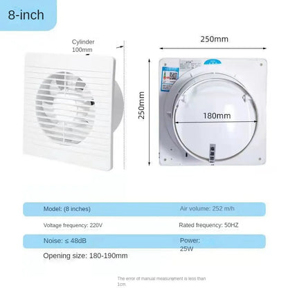 4"/6"/8" Electric Exhaust Fan – Powerful Mute Wall & Kitchen Duct Ventilation Fan