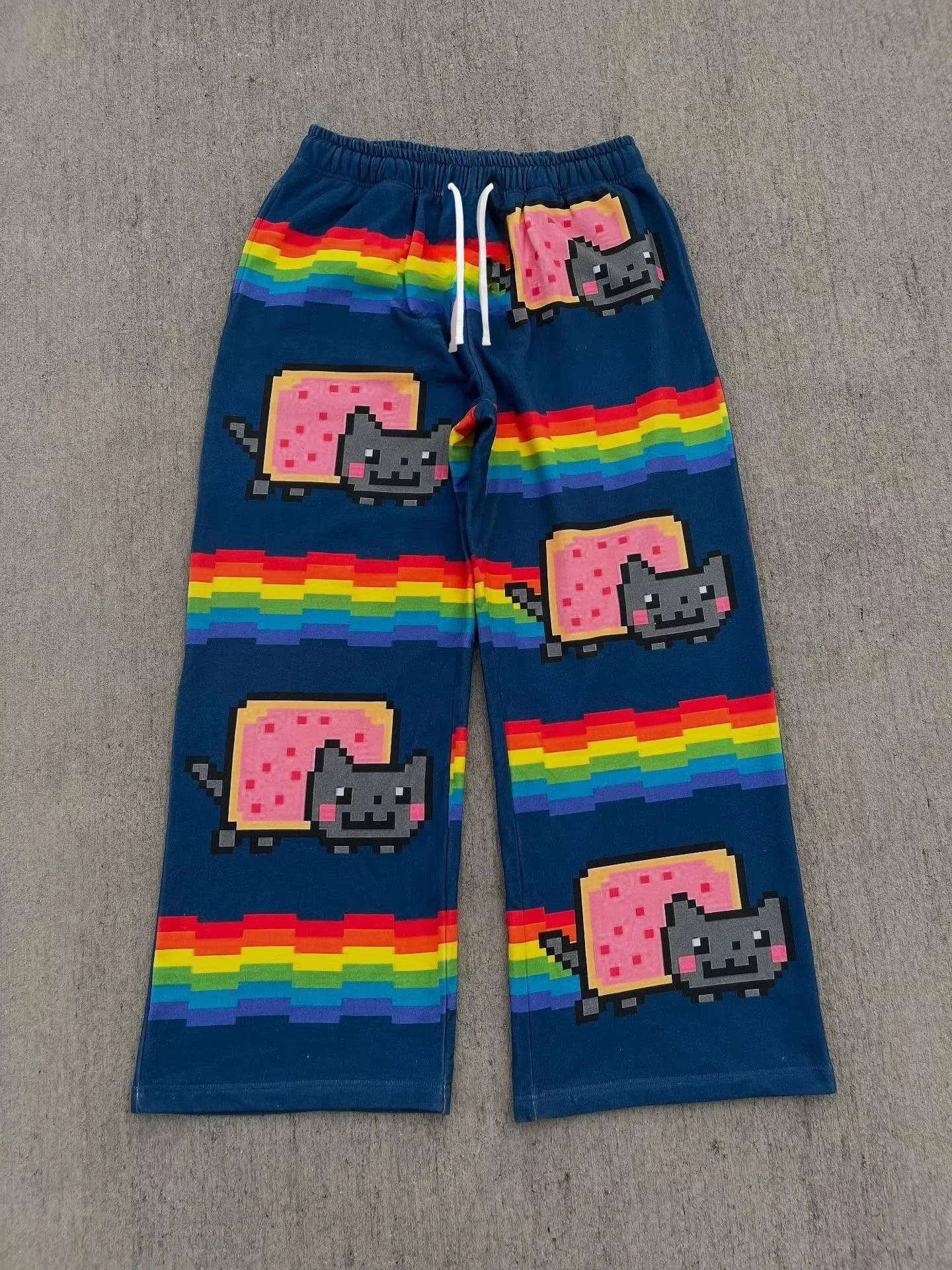Nyan Cat Hip Hop Sweatpants - Y2K Baggy Elastic Waist American Streetwear Pants