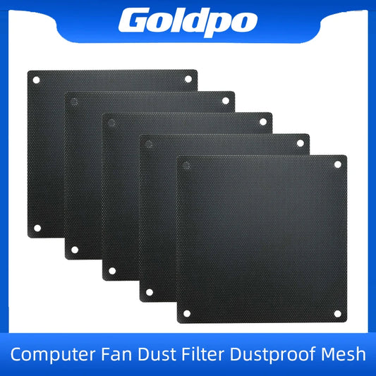 5PCS Cuttable PC Fan Dust Filters (80mm/90mm/120mm/140mm), Black PVC Ultra-Fine Mesh Dustproof Covers for Computer Cooling Case Protection