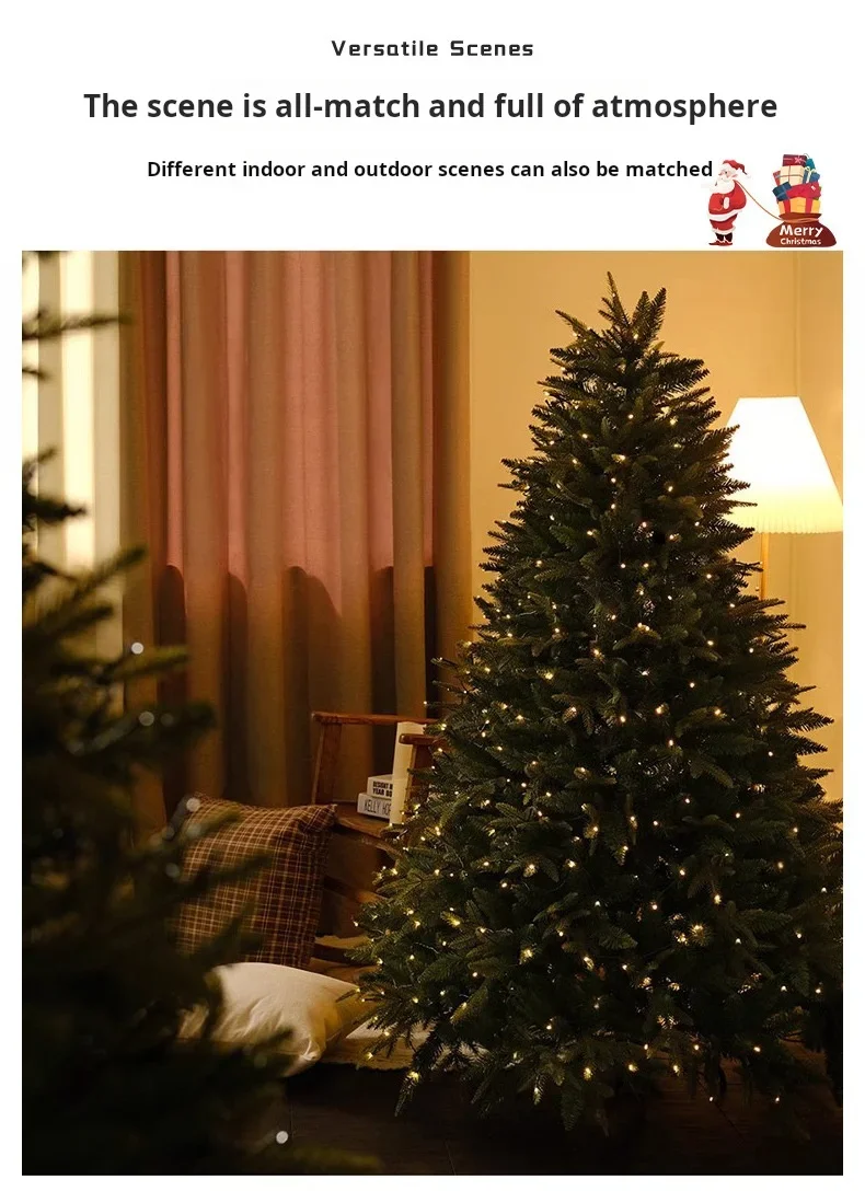 PE & PVC Mixed Christmas Tree with Lights — Large Decorative Holiday Tree for New Christmas Decor