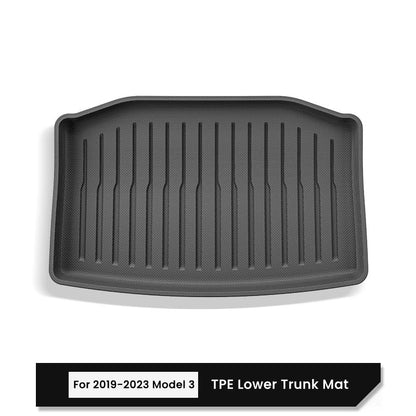 Tesla Model 3/Y Front & Rear Trunk Mats – Upgrade TPE Protective Cargo Liner & Storage Box Floor Pads