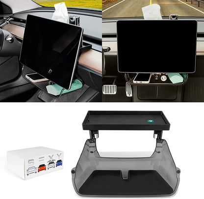 Center Console Organizer for Tesla Model 3 & Model Y Highland – Anti-Slip Under Screen Storage Box with Screen Back Storage
