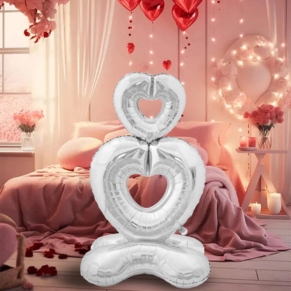 Big Hollow Heart-Shaped 'I Love You' Foil Balloon - Valentine's Day Gold and Red Romantic Decor for Weddings and Celebrations