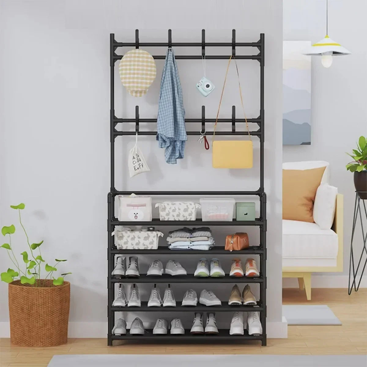 Multi-Layer Shoe Rack Organizer - DIY Clothes Storage, Load-Bearing Household Organizer, Multifunctional Hat Hanger for Shoes
