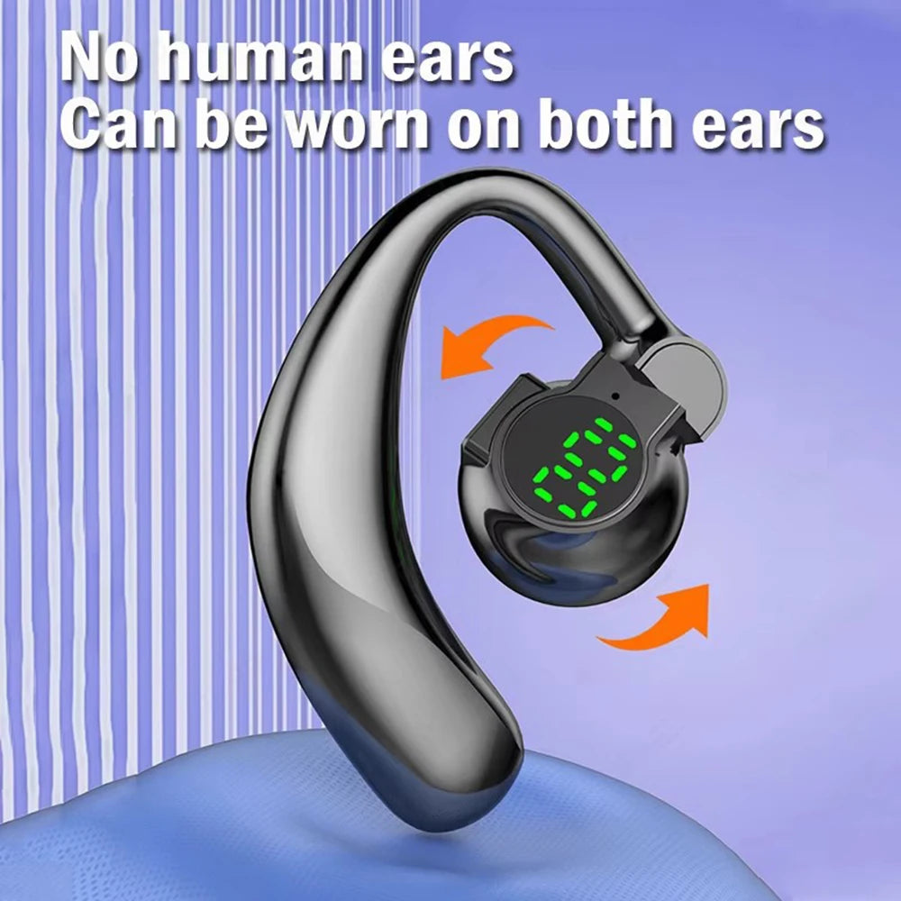 Wireless Bluetooth 5.4 Ear Hook Headphones - HD Call Noise Cancelling Headset with Microphone for Driving