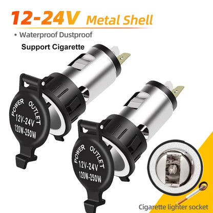 Universal Car Cigarette Lighter Socket Adapter 12V–24V – Portable Power Outlet Converter 120W–250W for Car, Truck, Motorcycle & Boat Accessories