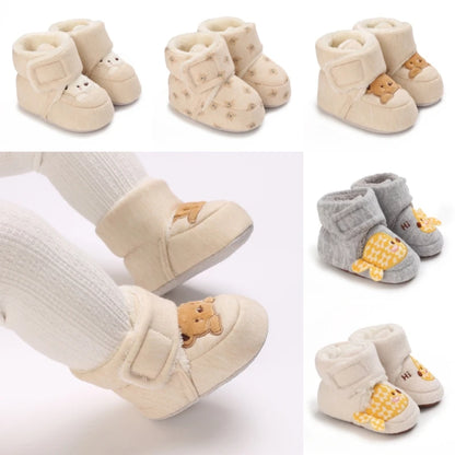 Baby Girls’ and Boys’ Cotton First Walker Shoes - Soft Cartoon Toddler Shoes for Newborns and Infants