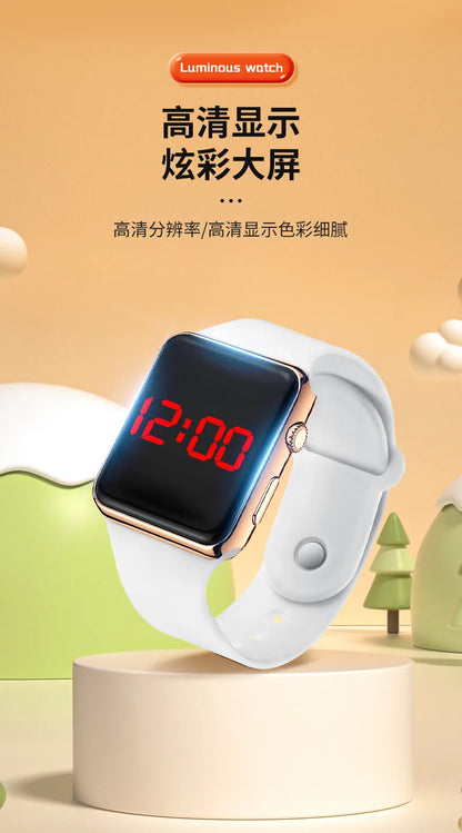 Digital LED Sport Watch – Square Electronic Wristwatch for Men & Women, Casual Silicone Fashion Watch