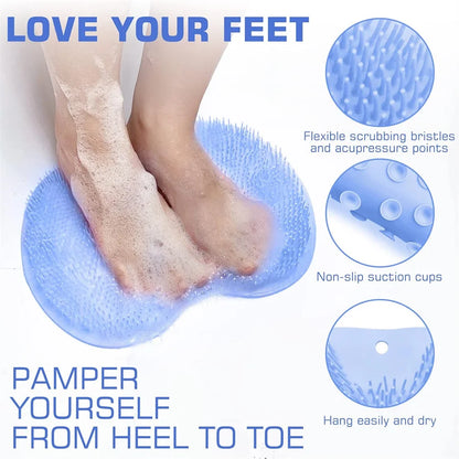Shower Foot Scrubber Mat – Wall-Mounted Exfoliating Bath Wash Pad with Suction Cups, Back Washer for Men & Women