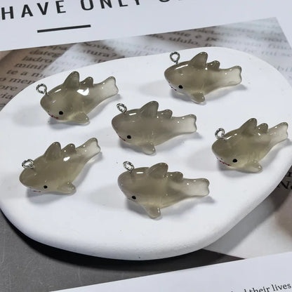 10-Piece 3D Grey Shark Resin Charms - Ocean Animal Pendants for DIY Jewelry, Earrings, Necklaces, and Keychains