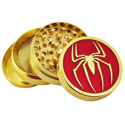 Spider 4 Layer Metal Herb Grinder – 50mm Manual Spice and Pepper Mill, Golden Black Accessories Gift for Men