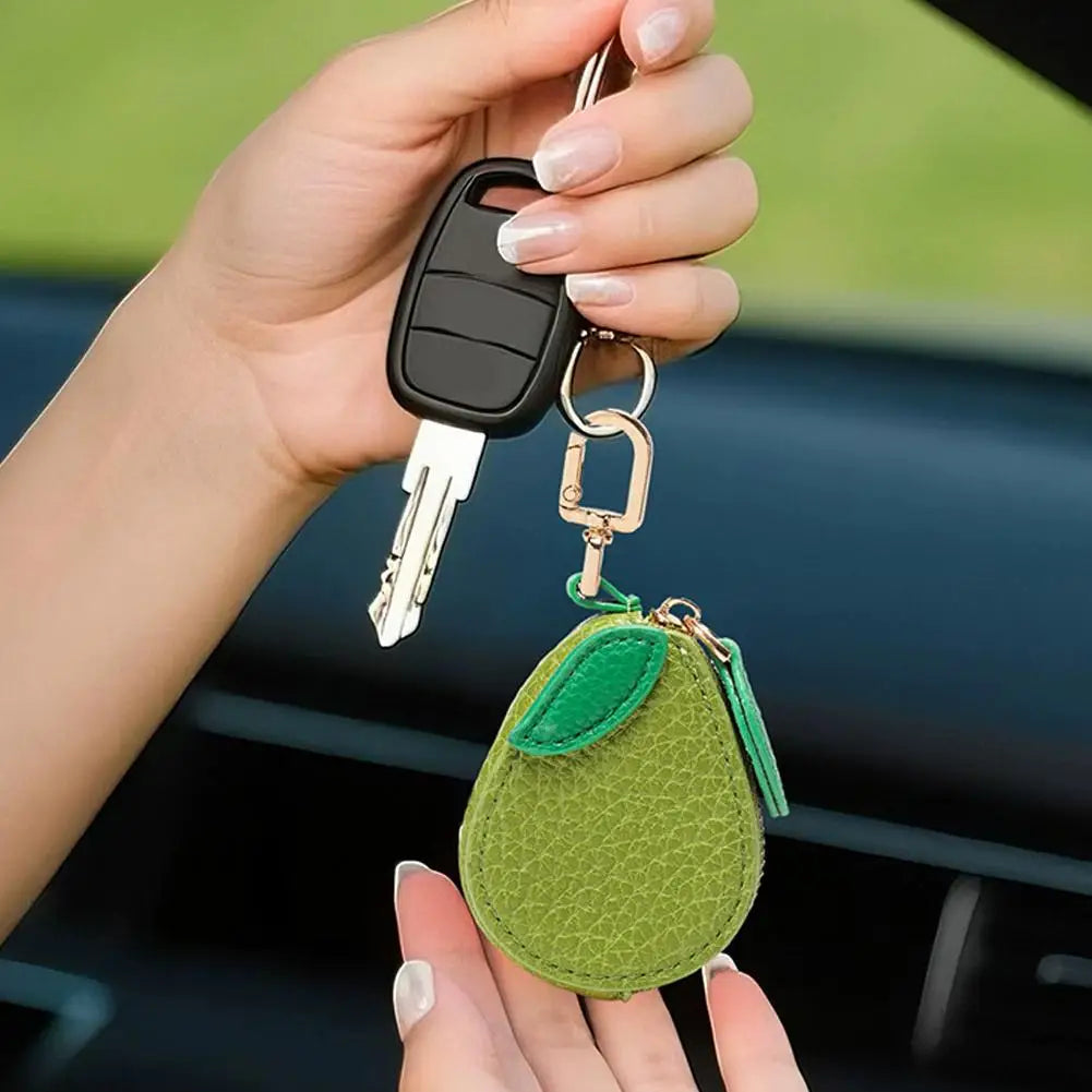 Cute Fruit-Shaped Leather Coin Purse – Mini Zipper Wallet & Earphone Bag Keychain Pendant for Women & Girls Gift