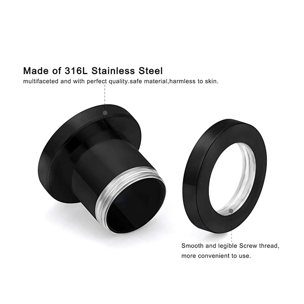 Rose Gold Stainless Steel Ear Plugs & Tunnels - Screw Fit Gauges Body Piercing Jewelry 3mm-20mm