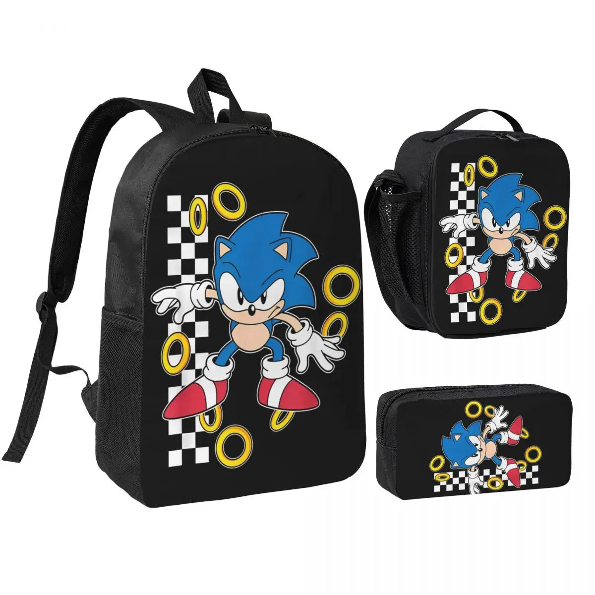 3-Piece Student Backpack Set - Cartoon School Bag with Lunch Bag and Pencil Case