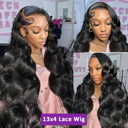 250% High Density Body Wave Lace Frontal Wig – 13x6 HD Transparent Human Hair, 30-40 Inch, Pre-Plucked for Women