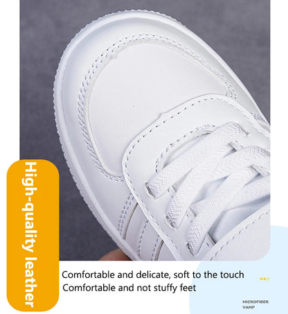 Kids White Sneakers — Boys & Girls Sport Casual Shoes, Non-Slip School Walking & Running Shoes, Sizes 28-39