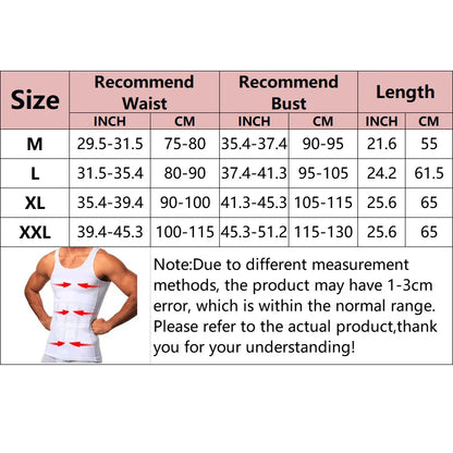Men's Slimming Body Shaper Tank Top: Compression Shirt for Gynecomastia with Abdomen Control - Workout Undershirt