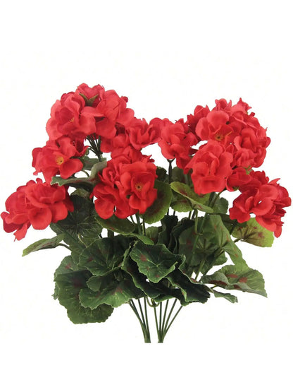 Bright Red Artificial Flowers – UV-Resistant Decor for Indoor & Outdoor Use, Garden, Porch, Window & Vase Centerpieces (1/2/4 Pack)