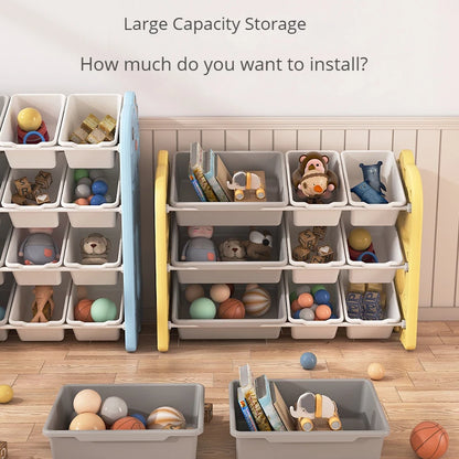 Kids Toy Storage Organizer with Multi-Tier Shelves – Large Capacity Children’s Bookshelf & Tidying Cabinet for Home or Kindergarten