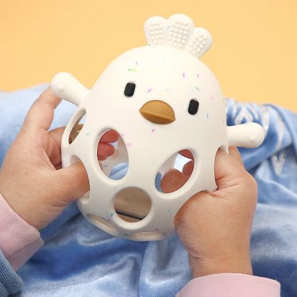 Baby Chick Silicone Teether - Cartoon Hollow Chewing Toy for Infant Teething Training & Care