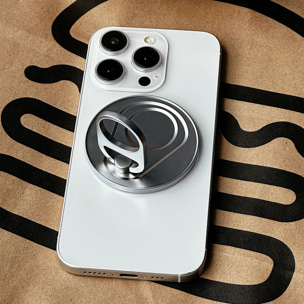 MagSafe Magnetic Zip Top Can Phone Holder – 360° Rotating Alloy Ring with Strong Suction Wall Sticker