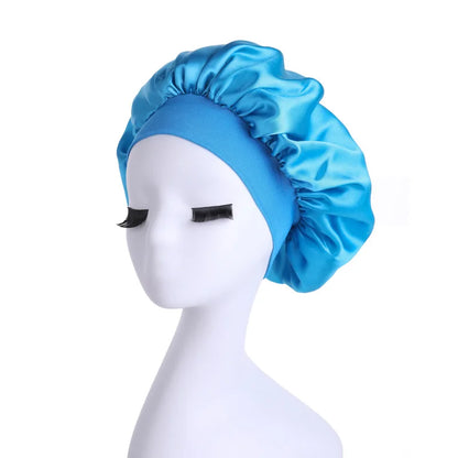 Women's Silky Satin Night Sleep Cap - Double Layer Adjustable Hair Bonnet, Shower Cap for Curly Hair Styling Accessories