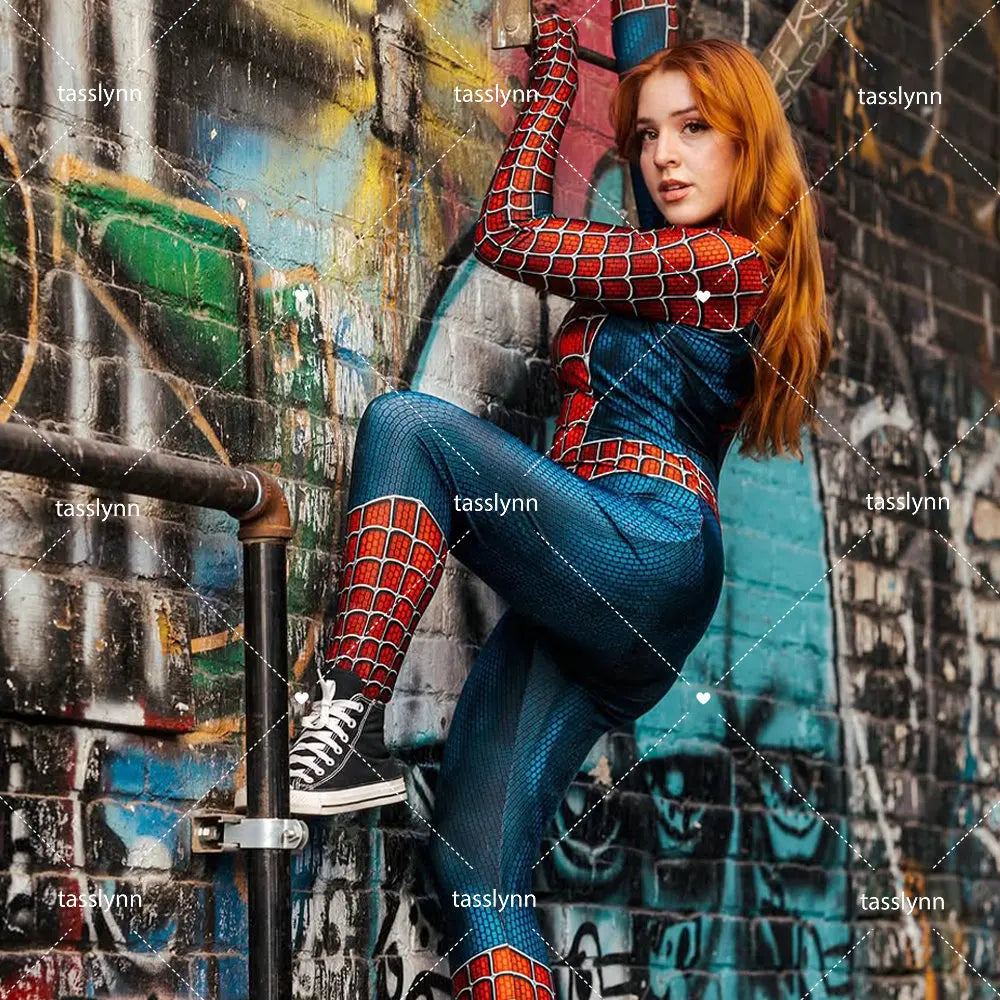 Spider-Raimi Cosplay Costume – Spider Girl Zentai Spandex Bodysuit for Halloween, Party & Anime Geek Outfit