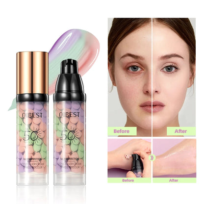 Qibest 3-Color Press Cream Concealer – Brightening Liquid Face Primer & Makeup Base, Full Coverage Facial Concealer for Flawless Skin