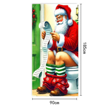 Christmas Fabric Door Banner – Merry Christmas Hanging Background for Photo Booth, Xmas Decor & Photography Props