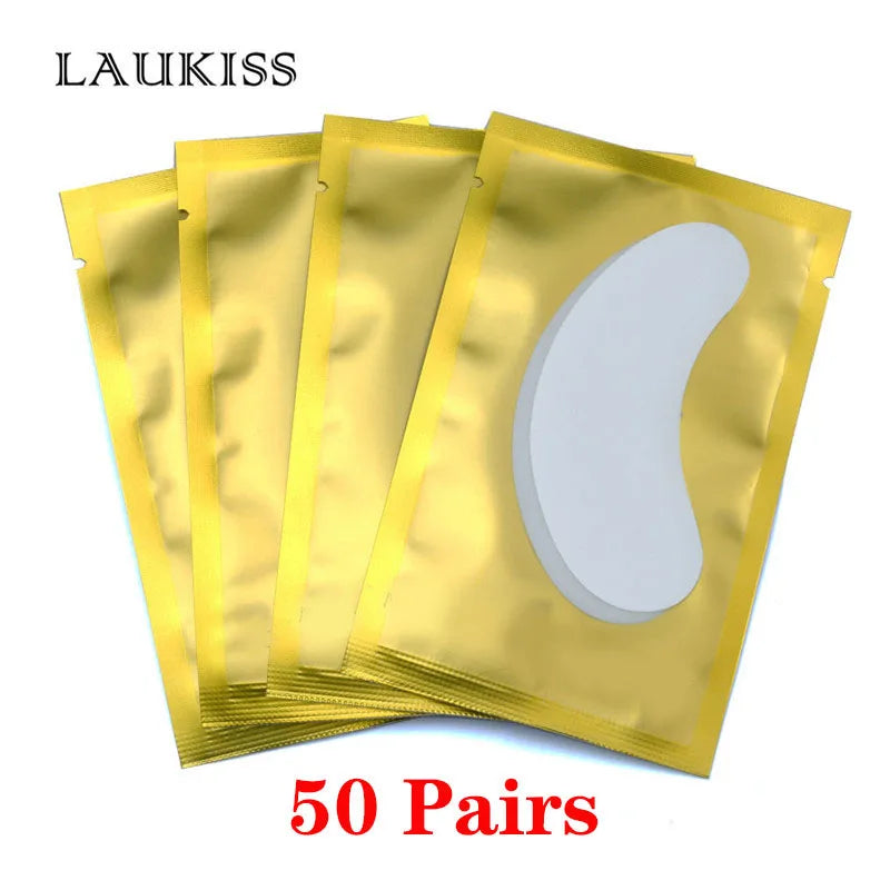 25/50/100 Pairs Hydrogel Eye Patches | Lint-Free Under Eyelash Pads for False Eyelash Application | LAUKISS Paper Stickers