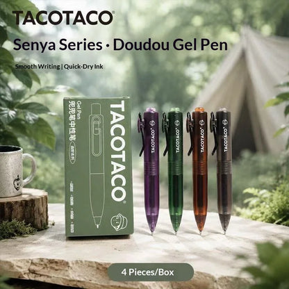 TACOTACO Forest Series Gel Pens - 4-Piece 0.5mm Quick-Dry Black Ink Retractable Pens