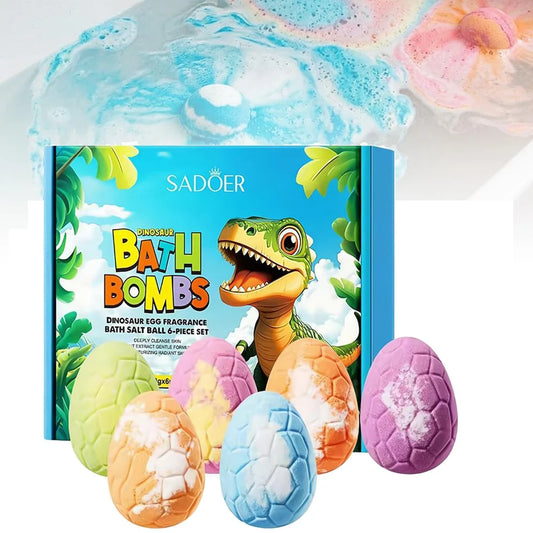 Kids Dinosaur Bath Bomb Set - 6PCS Fizzy Spa Eggs with Surprise Toys Inside for Fun Bath Time Gifts